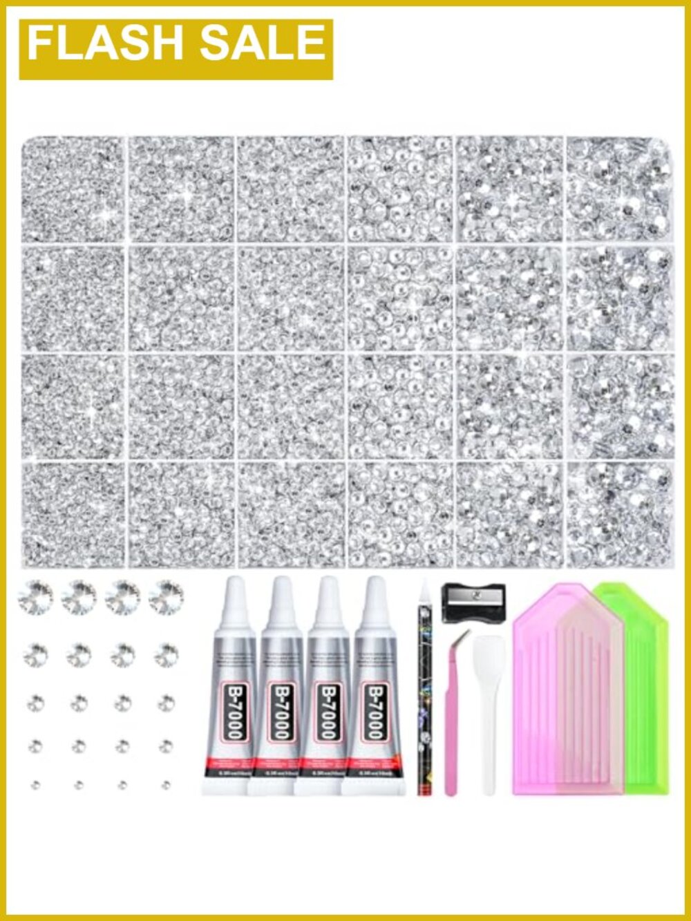 Silver Rhinestones 35000pc Bedazzler Kit with Glue and Tools